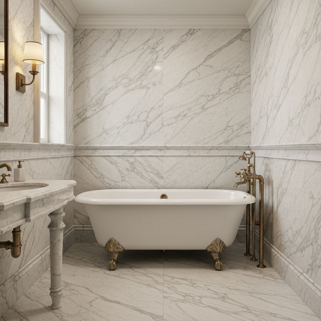 Classic elegant bathroom design Richmond with marble finishes and traditional fixtures