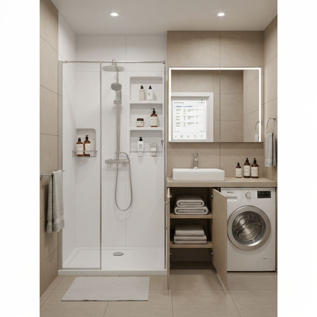Compact bathroom remodel Richmond VA with smart storage solutions