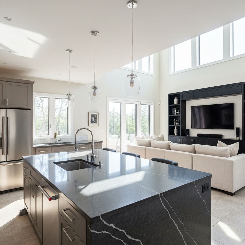 Open concept kitchen renovation Richmond VA with large island and breakfast bar